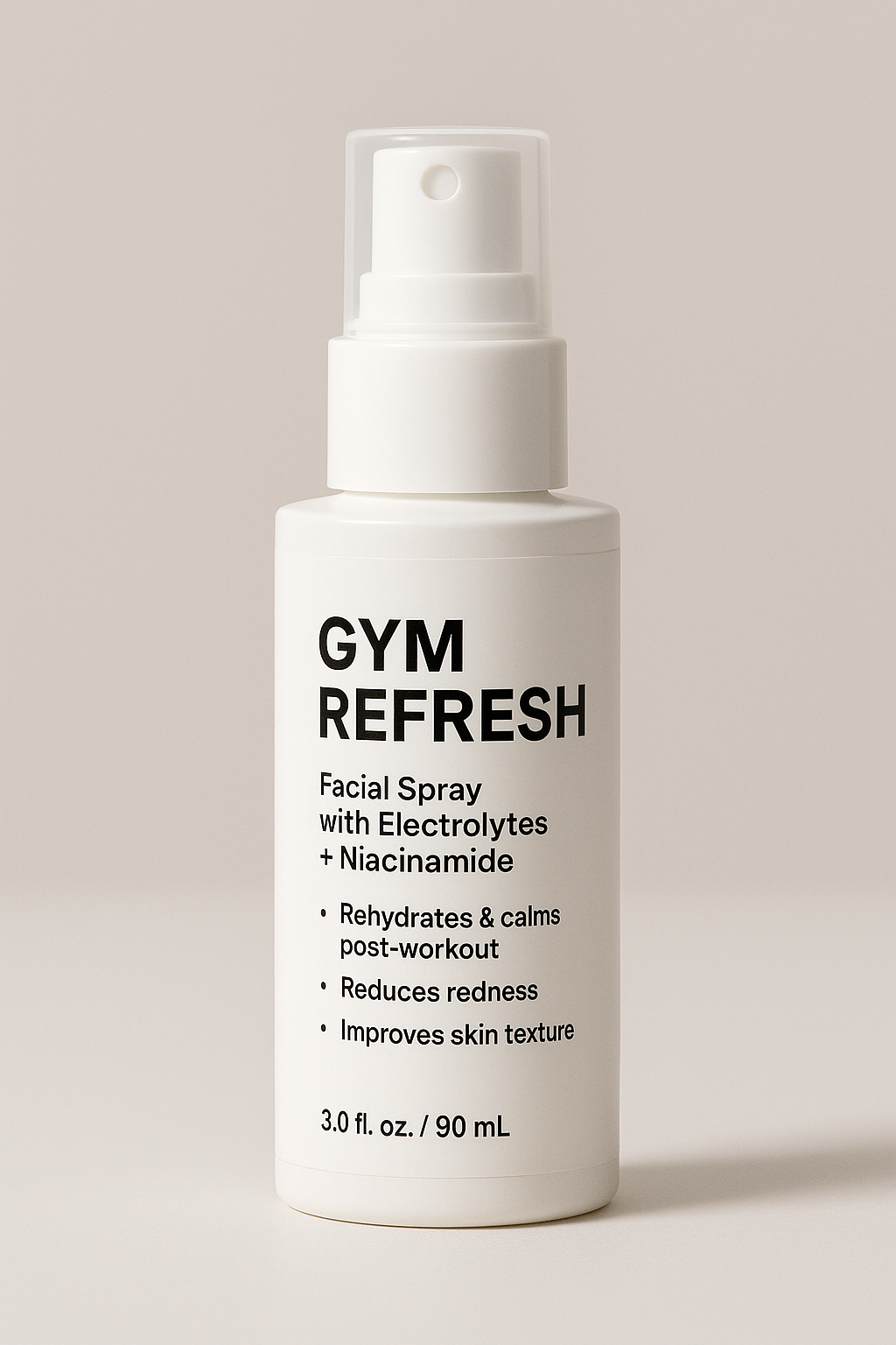 Spray facial cu electroliti + niacinamide pentru sală / post-antrenament