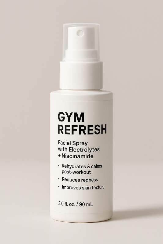 Spray facial cu electroliti + niacinamide pentru sală / post-antrenament