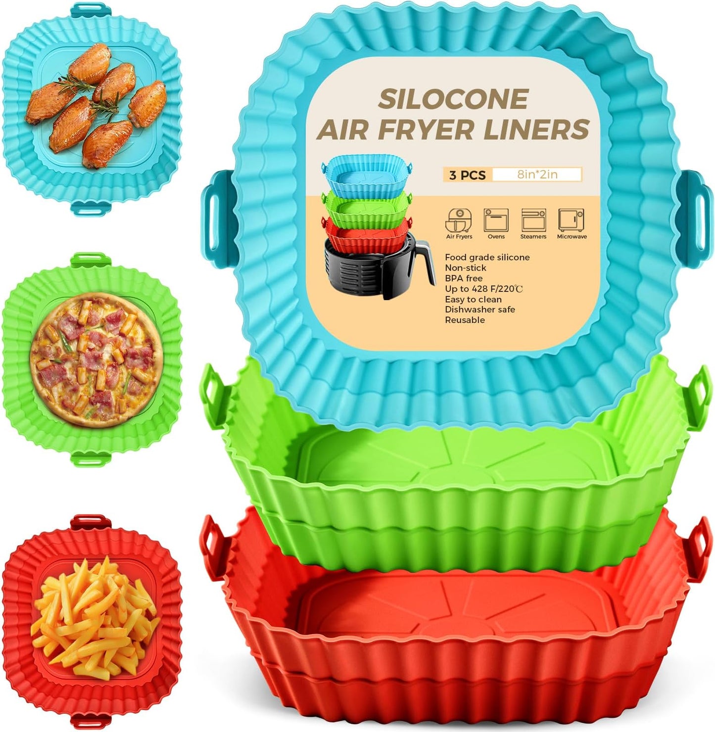 🍟 Set 6 Tăvi din Silicon pentru Airfryer și Cuptor