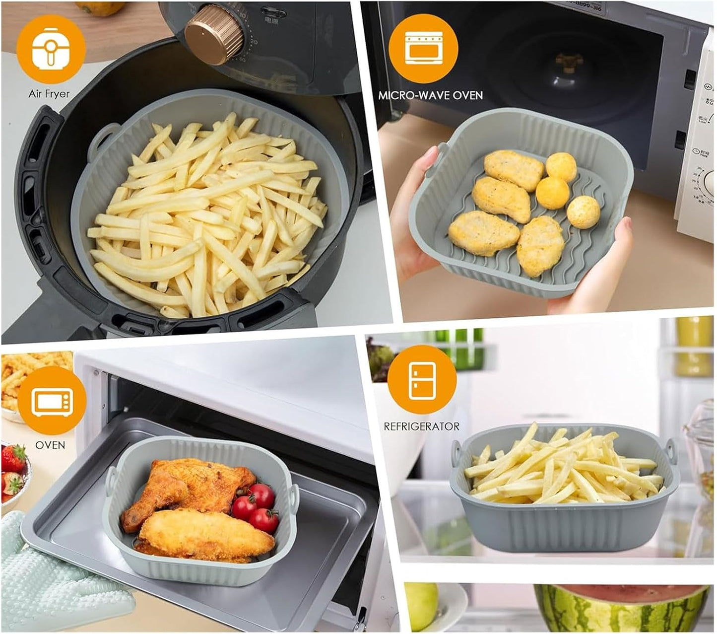 🍟 Set 6 Tăvi din Silicon pentru Airfryer și Cuptor