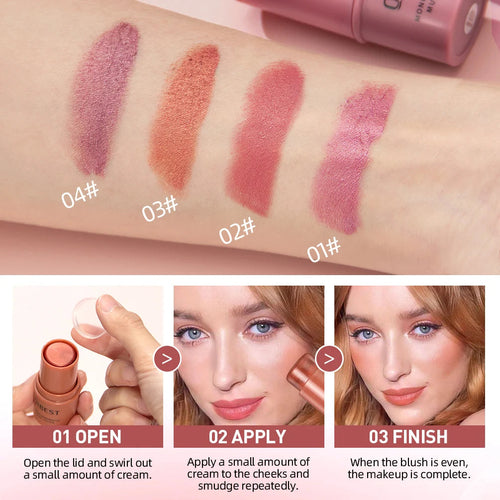 3-in-1 Cheek Blush Stick Lip Tinted Eyes Cheek Lips Brighten Cream