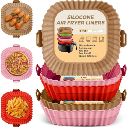 🍟 Set 6 Tăvi din Silicon pentru Airfryer și Cuptor