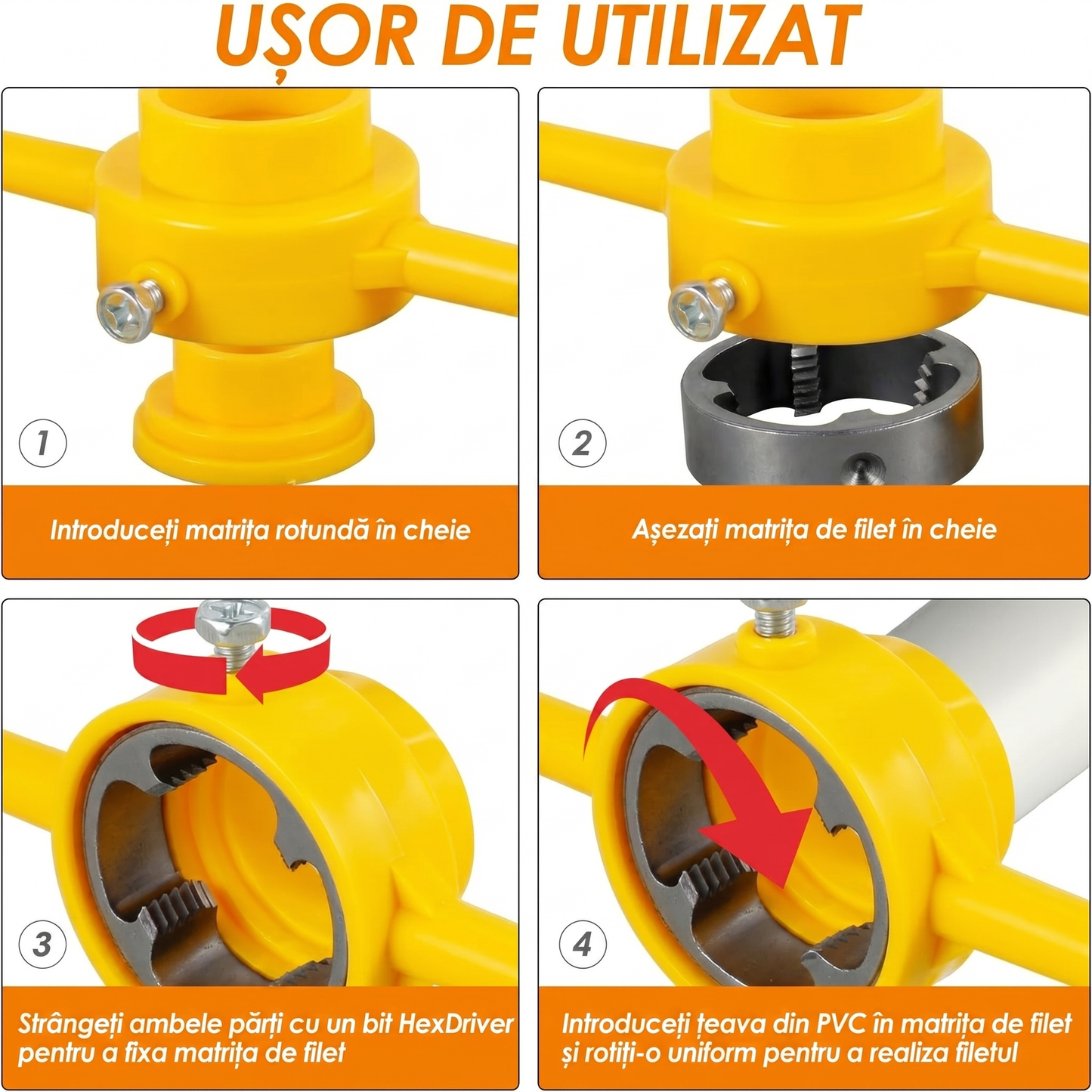 Set pentru Filete Țevi PVC – 6 Piese