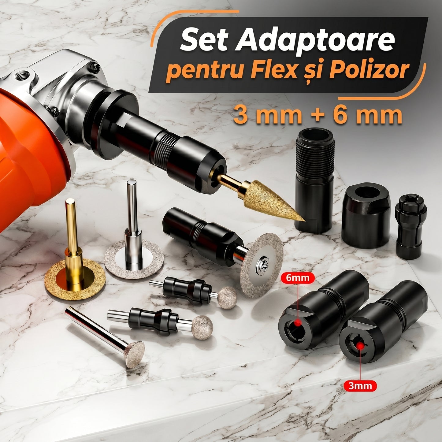Set Adaptoare pentru Flex și Polizor – 3mm + 6mm